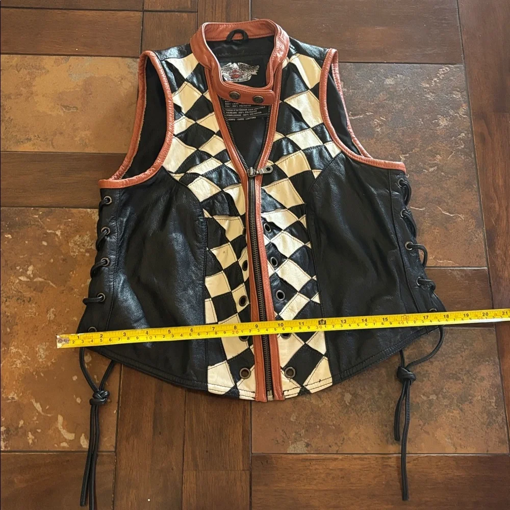 Harley Davidson Leather Racing Vest; RARE & FABULOUS!! - Picture 3 of 12